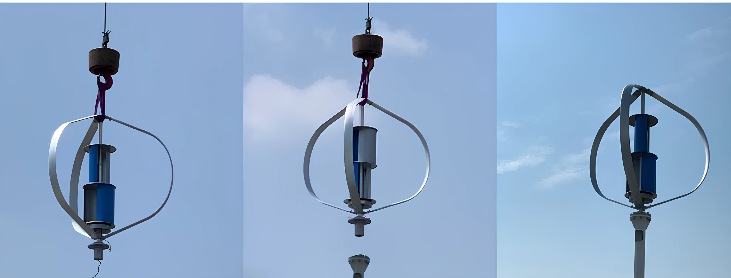 Dettaglio di turbina microeolica verticale per impianto eolico domestico