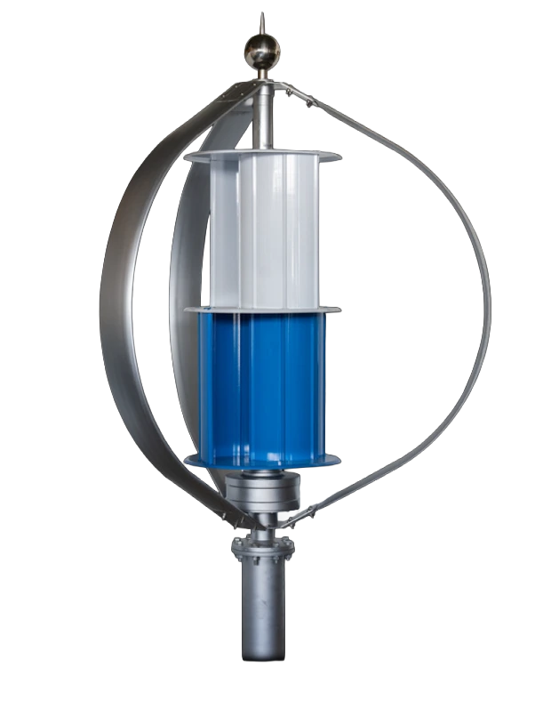 mpianto eolico domestico con turbina microeolica verticale installata in area residenziale